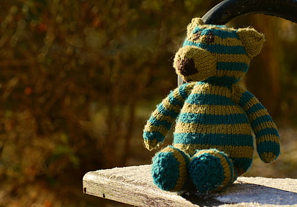 Teddy, Teddy bear, gestrickt, Wolle, Kinderspielzeug, weiche, selbst gestrickt