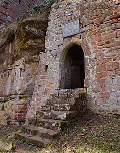 ruïna, Castell, pedra sorrenca, arquitectura, regió d'Alsàcia, França, Niederbronn