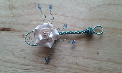 colher, fio, flor, feito à mão, Handwoven, metal