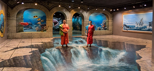 Chiangmai, munkar, personer, person, konst i paradiset, 3D museum, Thailand