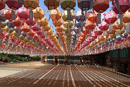 lanterne, section, Temple, temples traditionnels, République de Corée, Genèse