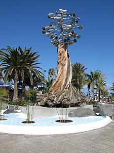Martinez buruk tenerife, Tenerife, Pulau, Kolam Renang, Kepulauan Canary, pohon palem, biru