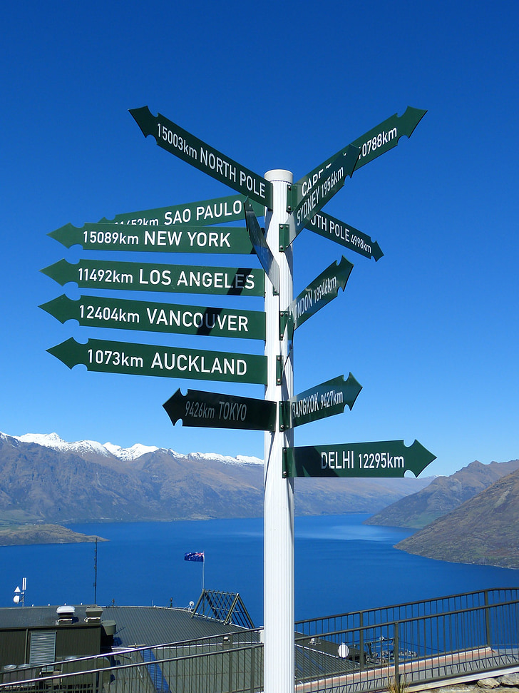 pointeur, Lac wakatipu, Queenstown, Auckland, pôle Nord, São paulo, New york