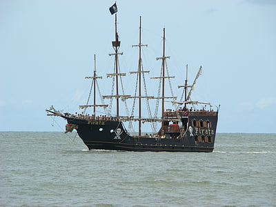 mar, nave di pirati, alberi