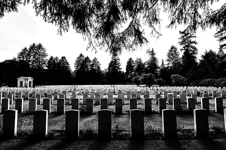 stupně šedi, Fotografie, hřbitov, hroby, označí za neplatné, smrt, černá a bílá