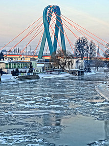uniwersytecki más, Bydgoszcz, puente, Universidad, Río, agua, estructura