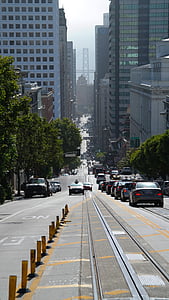 サンフランシスコ, 道路, ストリート, 急です, トラフィック, スキナー, ブリッジ