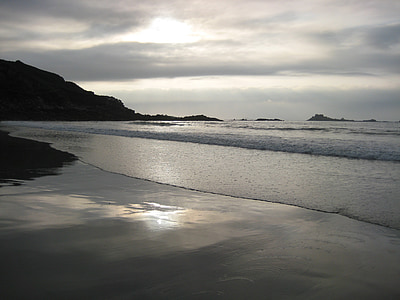 Bretagne, solnedgang, sjøen