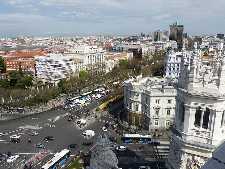 Madrid, Espagne, architecture, espace, Castille, capital, trafic