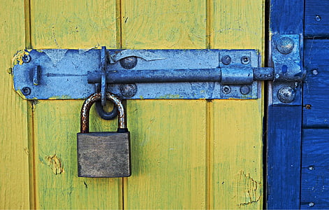 bolt, padlock, lock, security, shed, door, beach hut