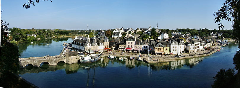kota tua auray, Morbihan, Prancis, refleksi, air, di luar rumah, tidak ada orang