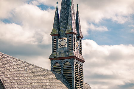 尖塔, 時計, 教会, アーキテクチャ, 古い建物, 古い, 歴史的に