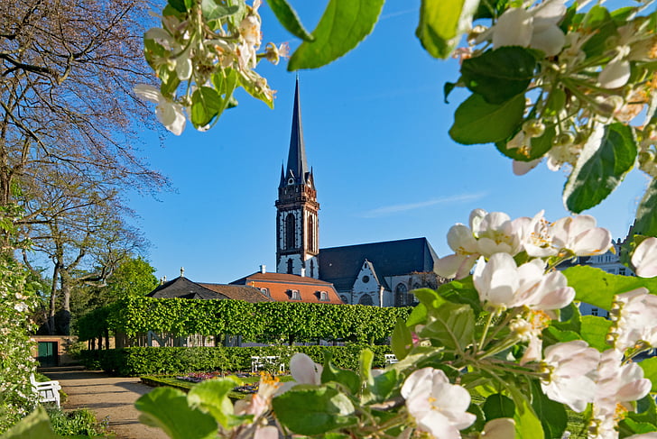 herceg georgs-kert, Darmstadt, Hesse, Németország, kert, tavaszi, Nevezetességek