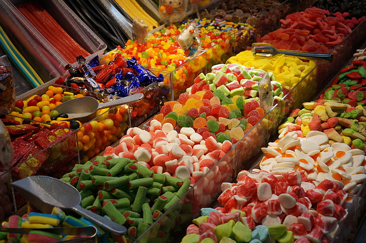 godis, socker varor, färgglada, färg, knapra, sötma, socker
