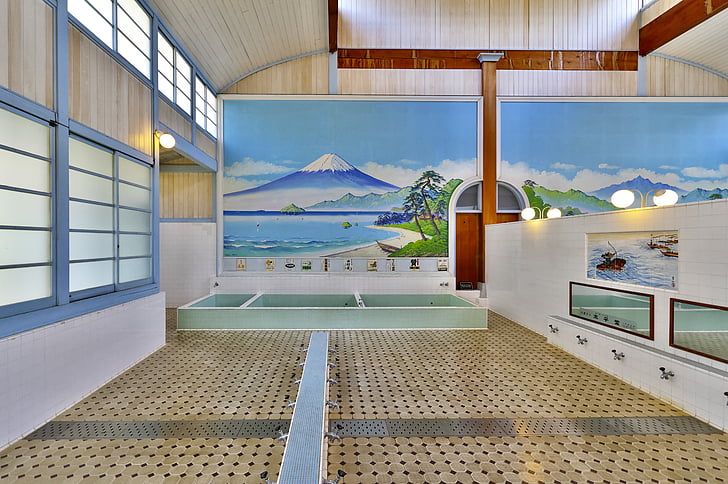 Япония, здание, Общественная баня, общественные бани, Токио, Интерьер