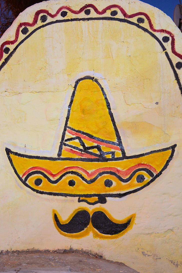lukisan, mural, Aztec, Meksiko, mewarnai, kuning, alasan