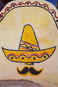 maleri, veggmaleri, Aztec, meksikanske, fargestoffer, gul, grunn