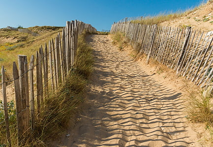 пляж, путь, забор, песок, дюны, побережье, берег