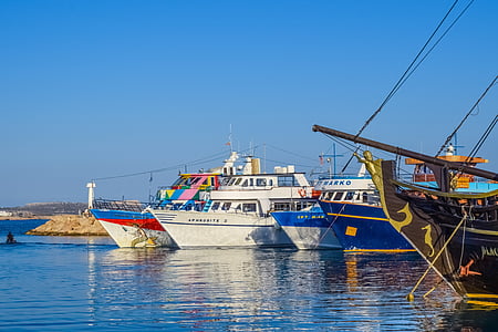 Harbor, veneet, Reflections, Sea, Ayia napa, Kypros