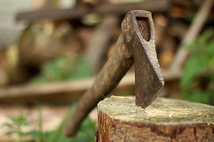 ax, axe, old, lumberjack, blade, background, log