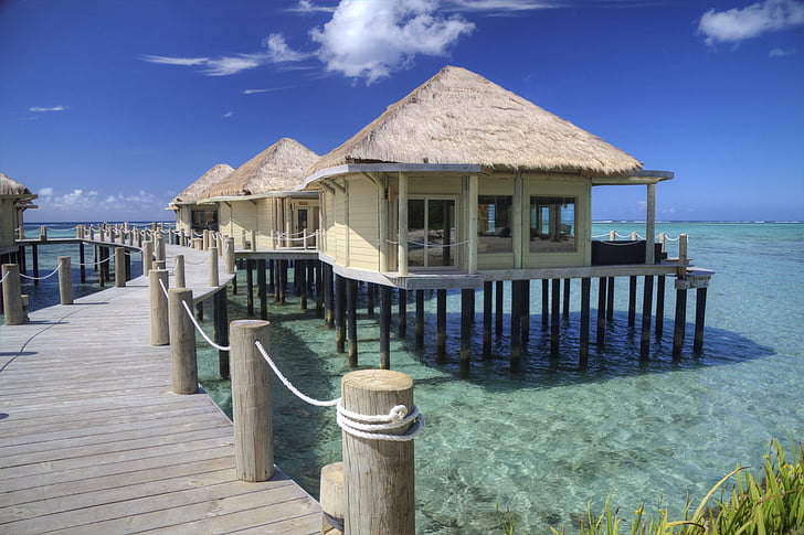 Bağımsız Samoa Devleti, plaj kulübe, okyanus, tropik, gökyüzü, Deniz, Resort