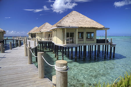 samoa, beach hut, ocean, tropics, sky, sea, resort