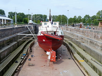 Dock, Reparatur, Trockendock, Hellevoetsluis, Boot, wiederherstellen
