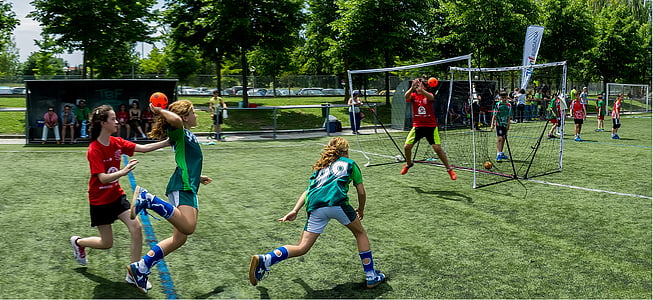 Handball, Sport-Kind, Sport, körperliche Aktivität, Wettbewerb, Aktion, Bewegung