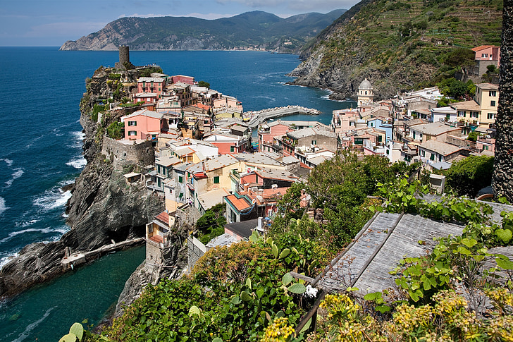 Cinque terra, Liguria tengerpart, Liguria, Cinque, Terra, város, panorámás