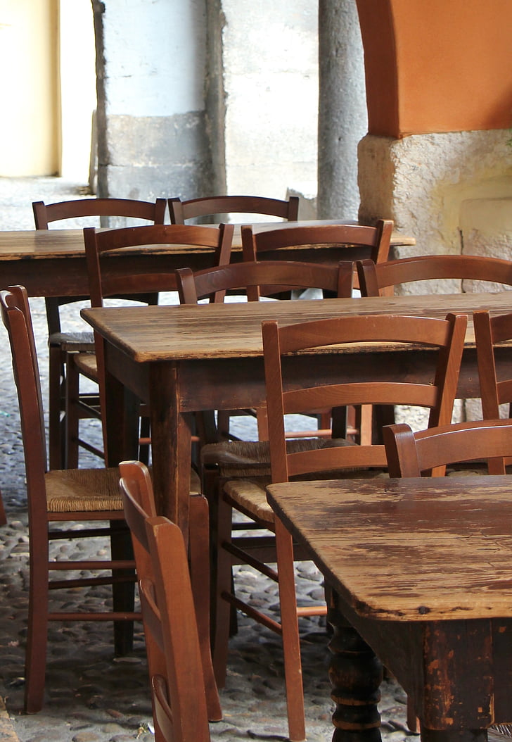 fusta, Verona, Itàlia, vell, marró, cadira, taula