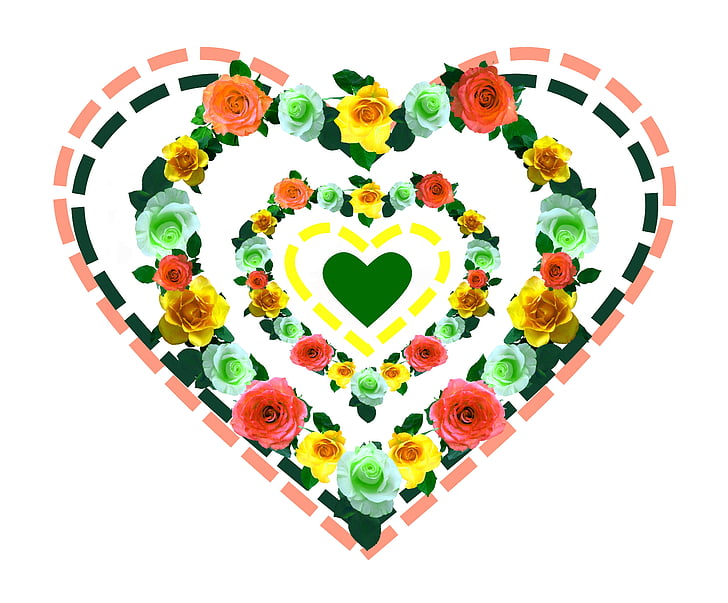 širdies, meilė, rožės, Valentino diena, Romantika, Romantiškas, Sveikinimas