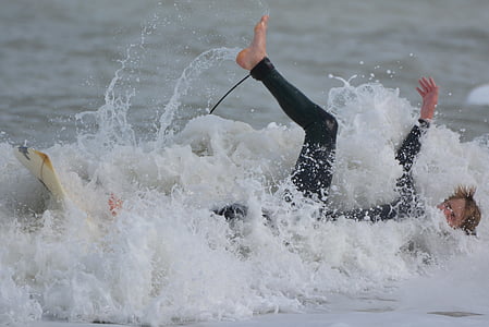 persona que practica surf, ondas, hombre, personas, mar, acción