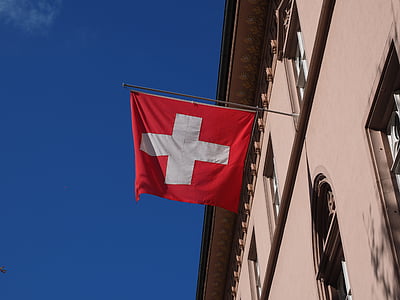 lippu, Sveitsi, Tuuli, säröt, rajat, punainen, valkoinen