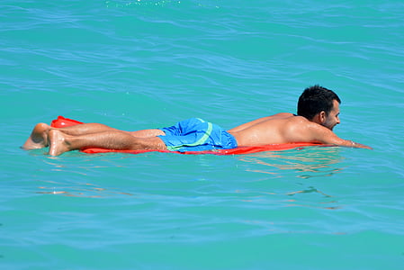 vacances, home, persones, relaxació, Mar, nedar curts, Banyador