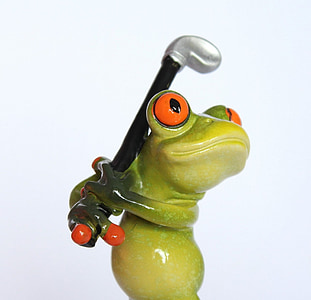 frog, golf, golf clubs, green frog, funny, cute, sporty