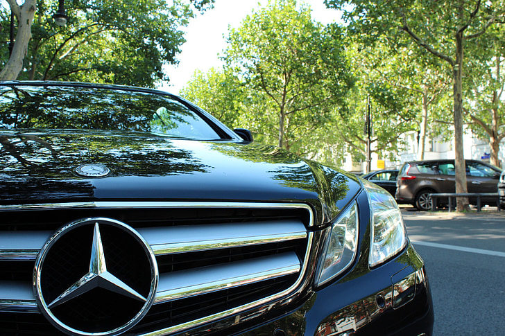 auto, Mercedes benz, černá, Berlín, postavy, hvězda, sportovní auto