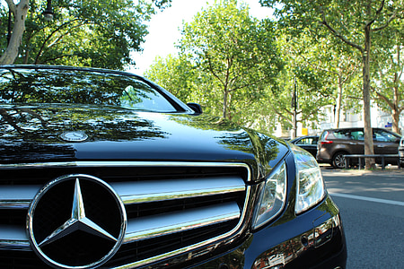 Auto, Mercedes benz, μαύρο, Βερολίνο, χαρακτήρες, αστέρι, σπορ αυτοκίνητο