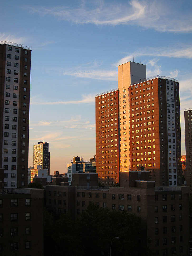 New york, coucher de soleil, architecture, ville, Manhattan, bâtiment