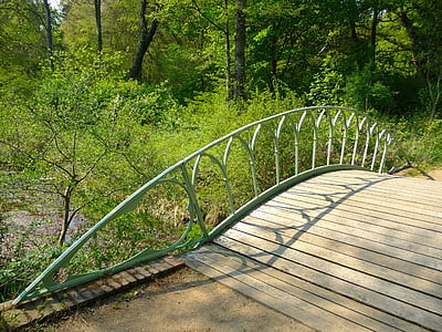 páva-sziget, gyalogos híd, híd, kert, Park, Berlin, Havel