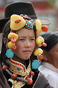 märk, Tiibeti etnilise, väike tüdruk, kultuuride, Aasia, kultuuri, inimesed