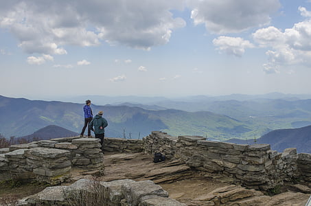 Blue ridge hory, Appalachian hôr, Turisti, scenérie, Sky, Severná Karolína, Príroda