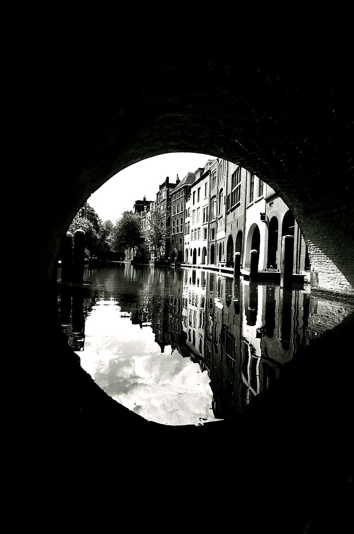 Utrecht, Canal, Holandsko, odrazy, Holandsko, vody