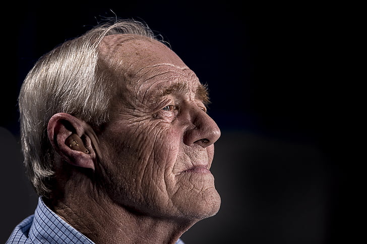 adult, elderly, face, man, old, person, side view