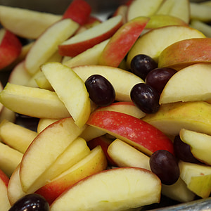 Jablko, Modřenec, ovocný salát, nasekané, ovoce, krájené, výživa