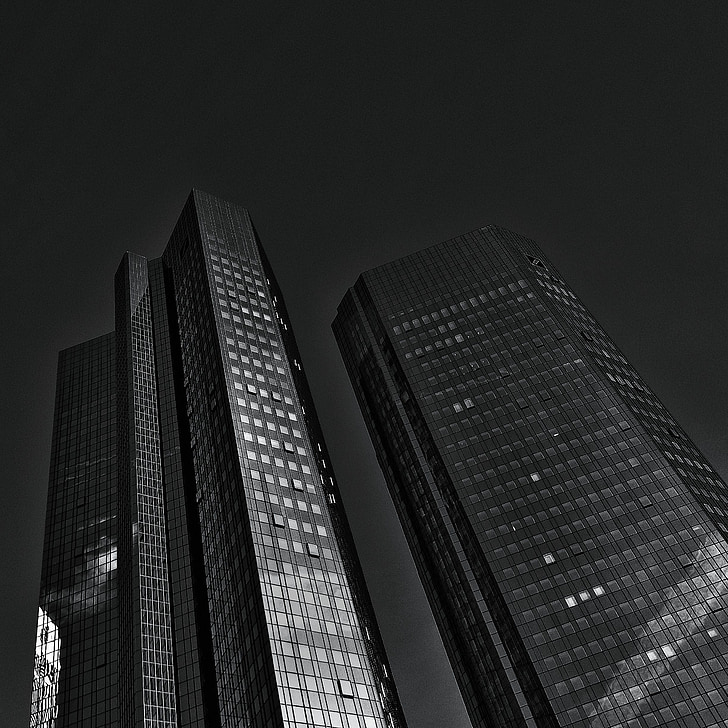 Frankfurt nad Mohanem, Deutsche bank, Panorama, mrakodrapy, budova, banka, Architektura
