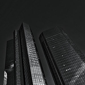 Frankfurt, Deutsche bank, manzarası, gökdelenler, Bina, banka, mimari