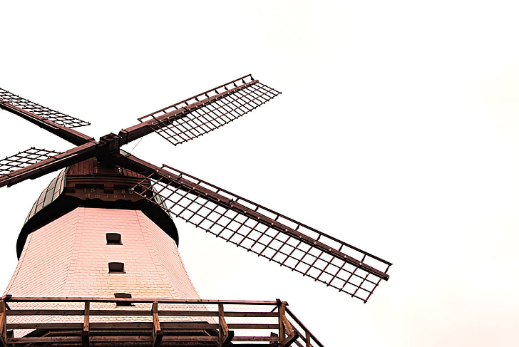windmill, mill, northern germany, wind, wing, sky, building