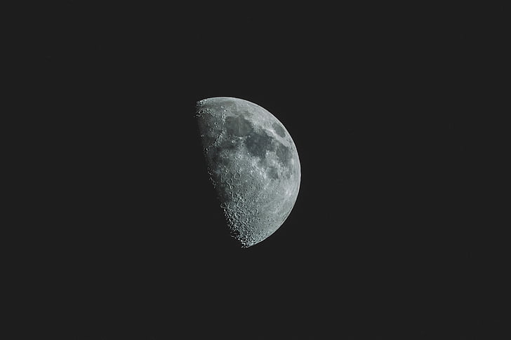 kráter, tmavý, Luna, lunární, měsíc, obloha, astronomie