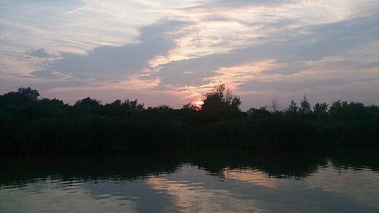 Захід сонця, озеро, abendstimmung, Природа