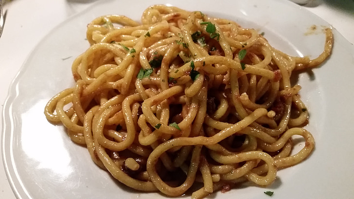 Bigoli, pasta, Verona, Italien, första, maträtt, mat